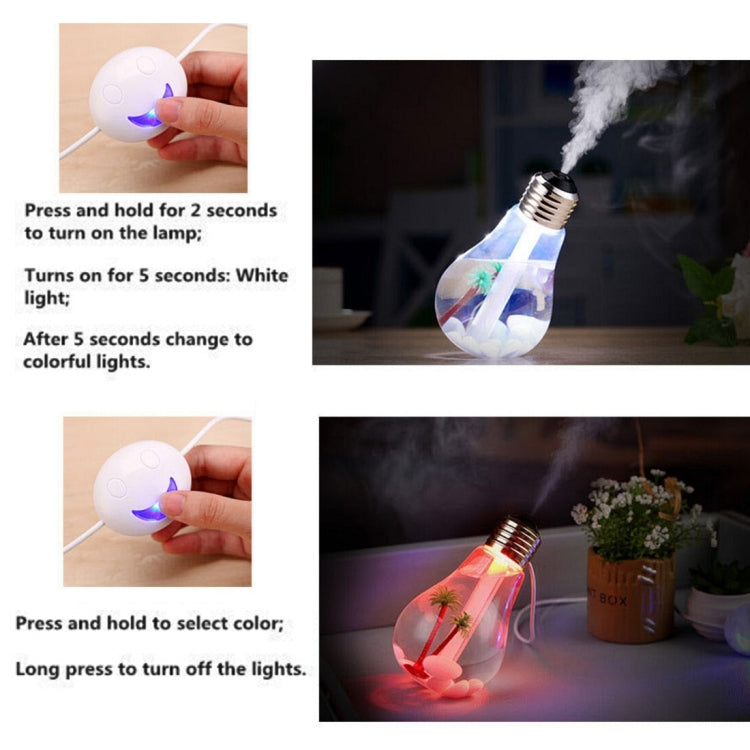 400ML Colorful Light Portable Bulb Shape Aromatherapy Air Purifier Humidifier for Home / Office / Car 400ML Colorful Light Portable Bulb Shape Aromatherapy Air Purifier Humidifier for Home / Office / Car