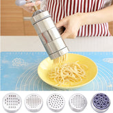 Household Stainless Steel Manual Pasta Machine Hand Pressure Noodle Machine Noodle Maker with 5 Models, Pressure Noodle Maker