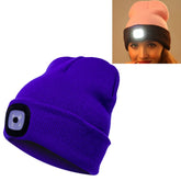 Unisex Warm Winter Polyacrylonitrile Knit Hat Adult Head Cap with 4 LED Lights