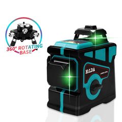 Hilda LS055 Laser-Wasserwaage, 12 Linien, 3D, selbstnivellierend, 360°, horizontale und vertikale Wasserwaage, grüner Strahl