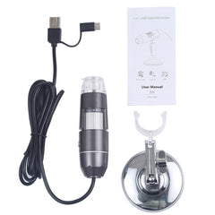 Microscopio digital USB 3 en 1 con sensor de imagen HD y lupa de 1600X, 8 LED y soporte profesional