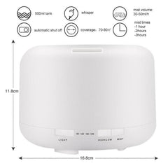 T500 Remote Control Clear White Air Humidifier Automatic Alcohol Sprayer Essential Oil Diffuser Ultrasonic Mist Maker Ultrasonic Aroma Diffuser Atomizer Color LED, Capacity: 500ml, DC 24V, US Plug, Clear White (500ml), Wood Pattern (500ml)