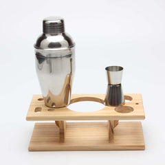 9 in 1 Stainless Steel Cocktail Shaker Tools Set with Wooden Mount, Capacity: 350ml, 350ml