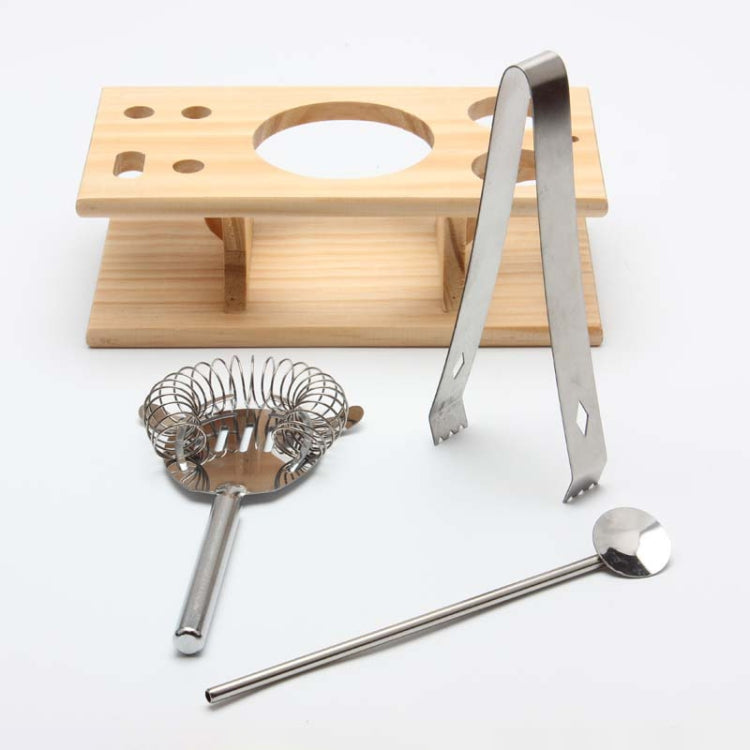 9 in 1 Stainless Steel Cocktail Shaker Tools Set with Wooden Mount, Capacity: 350ml, 350ml 9 in 1 Stainless Steel Cocktail Shaker Tools Set with Wooden Mount, Capacity: 350ml, 350ml
