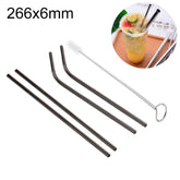 4pcs Reusable Stainless Steel Drinking Straw + Cleaner Brush Set Kit, 266*6mm, 266*6mm (Combination)