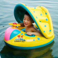 Inflatable Swimming Safety Seat Sunshade Boat Ring for Baby Children, Inflated Size: 72cm x 65cm x 58cm, Seat Boat