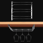MICLAN Three Rows Stainless Steel Hanging Wine Glass Holder, Size: 34*32*27cm