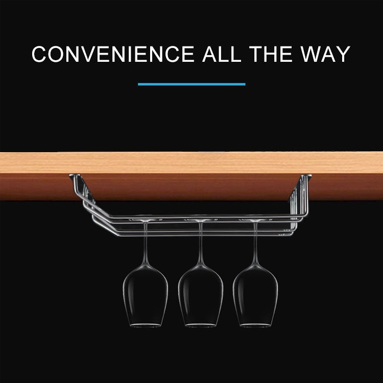 MICLAN Three Rows Stainless Steel Hanging Wine Glass Holder, Size: 34*32*27cm MICLAN Three Rows Stainless Steel Hanging Wine Glass Holder, Size: 34*32*27cm