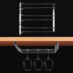 MICLAN Three Rows Stainless Steel Hanging Wine Glass Holder, Size: 34*32*27cm