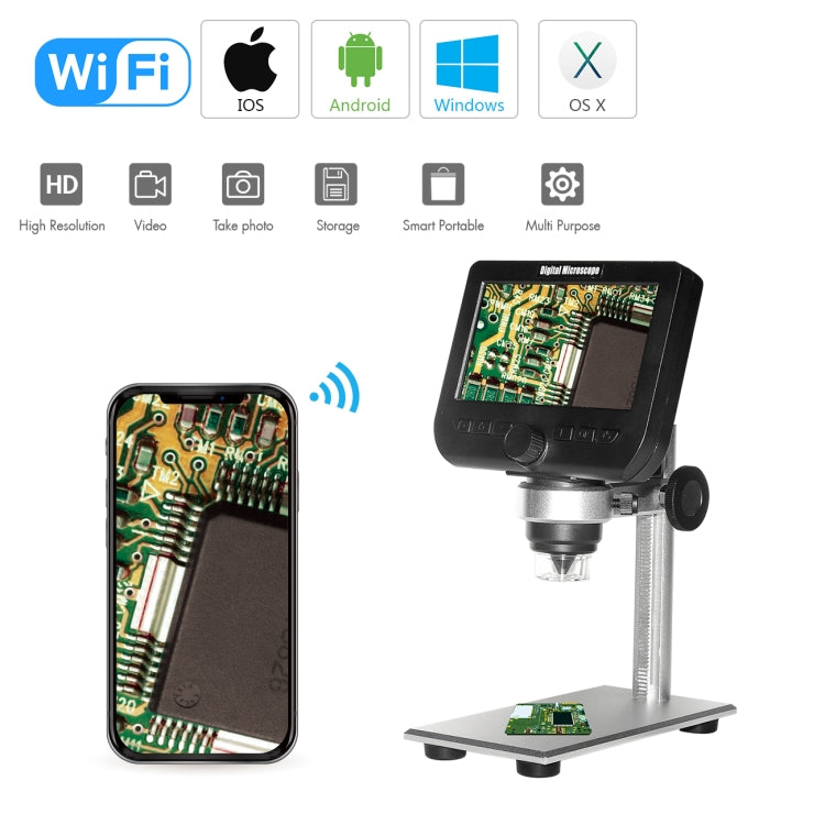 Microscopio digital inskam317 1080P con pantalla LCD de 4,3 pulgadas, WiFi, HD, soporte de metal, soporte de metal Microscopio digital inskam317 1080P con pantalla LCD de 4,3 pulgadas, WiFi, HD, soporte de metal, soporte de metal