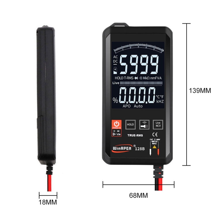 HY128B Reverse Display Screen Ultra-thin Touch Smart Digital Multimeter Fully Automatic High Precision True Effective Value Multimeter, HY128B HY128B Reverse Display Screen Ultra-thin Touch Smart Digital Multimeter Fully Automatic High Precision True Effective Value Multimeter, HY128B