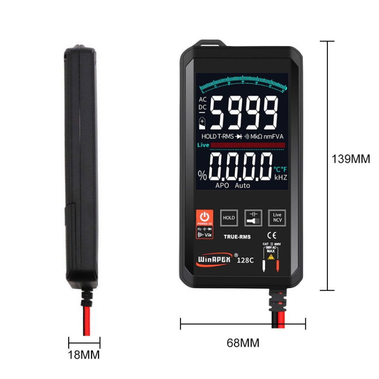 HY128C Color Screen Ultra-thin Touch Smart Digital Multimeter Fully Automatic High Precision True Effective Value Multimeter, HY128C HY128C Color Screen Ultra-thin Touch Smart Digital Multimeter Fully Automatic High Precision True Effective Value Multimeter, HY128C