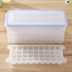 Small Square Ice Mold Trays Multi-layer Mold with Cover Ice Storage Box, 4 Layers, 4 Layers
