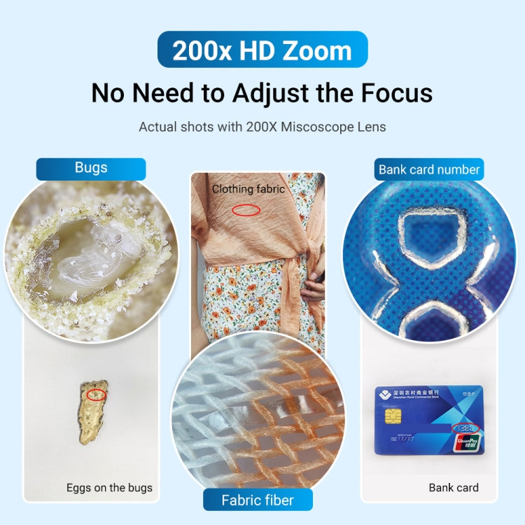 APEXEL APL-MS002BK 200X HD Universal Portable Mobile Phone Microscope with LED Light, APL-MS002BK APEXEL APL-MS002BK 200X HD Universal Portable Mobile Phone Microscope with LED Light, APL-MS002BK