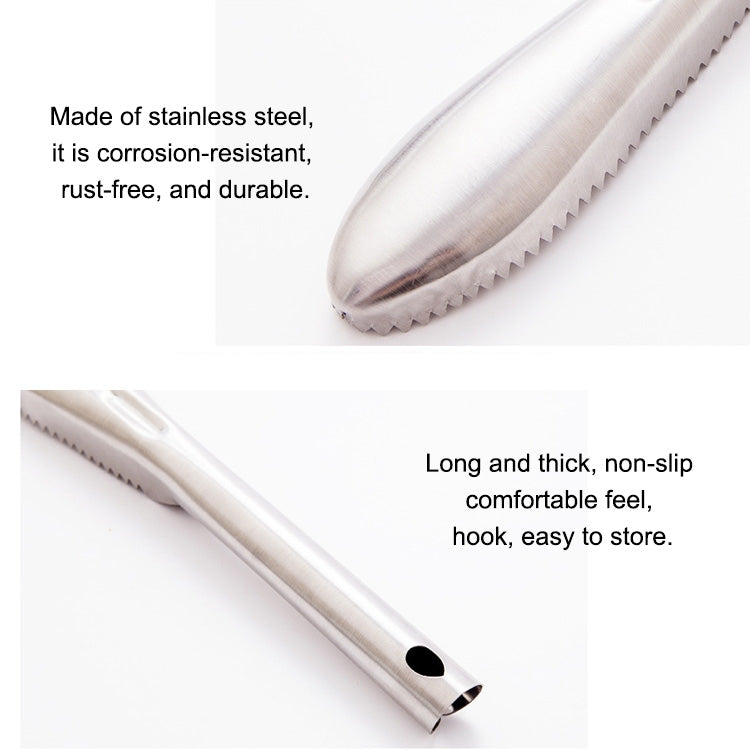 Kitchen Essential Stainless Steel Bidirectional Sawtooth Fish Scraper Fish Scale Planing Knife, 22.5x3cm Kitchen Essential Stainless Steel Bidirectional Sawtooth Fish Scraper Fish Scale Planing Knife, 22.5x3cm
