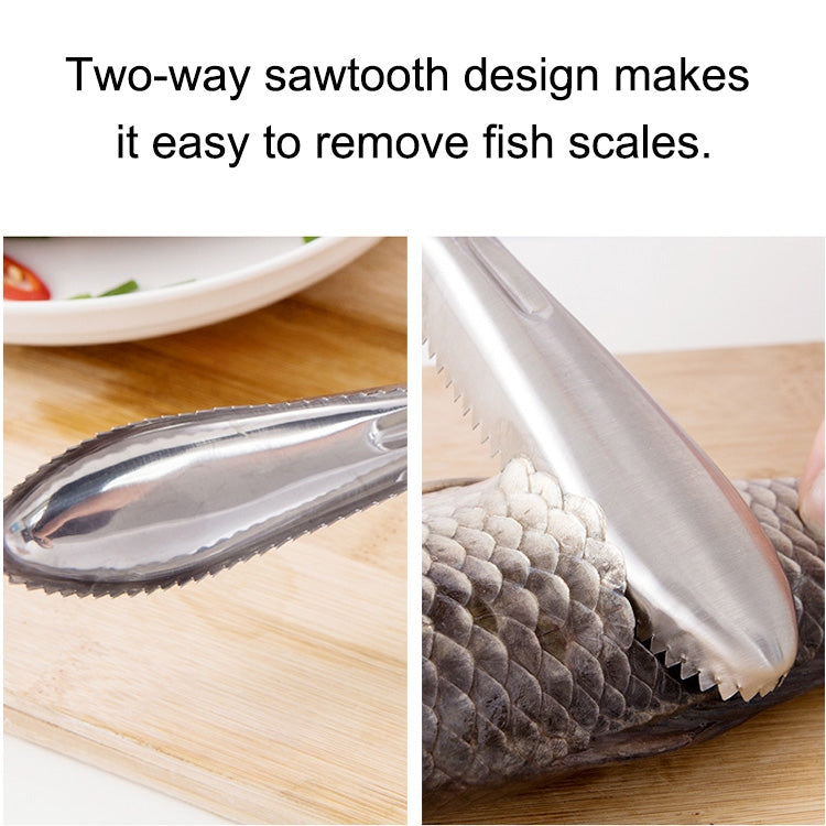 Kitchen Essential Stainless Steel Bidirectional Sawtooth Fish Scraper Fish Scale Planing Knife, 22.5x3cm Kitchen Essential Stainless Steel Bidirectional Sawtooth Fish Scraper Fish Scale Planing Knife, 22.5x3cm