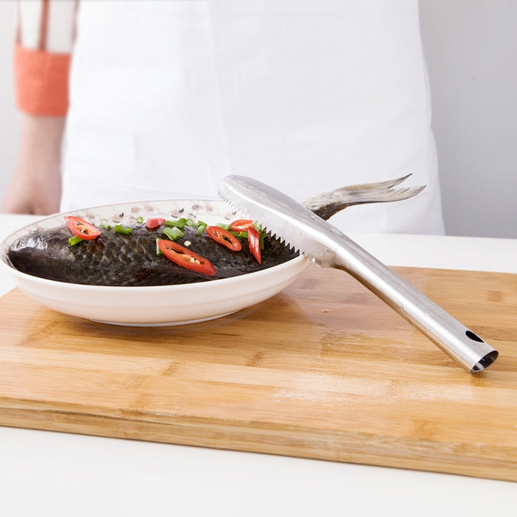 Kitchen Essential Stainless Steel Bidirectional Sawtooth Fish Scraper Fish Scale Planing Knife, 22.5x3cm Kitchen Essential Stainless Steel Bidirectional Sawtooth Fish Scraper Fish Scale Planing Knife, 22.5x3cm