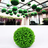 Artificial Green Eucalyptus Plant Ball Topiary Wedding Event Home Outdoor Decoration Hanging Ornament, Diameter: 17 inch