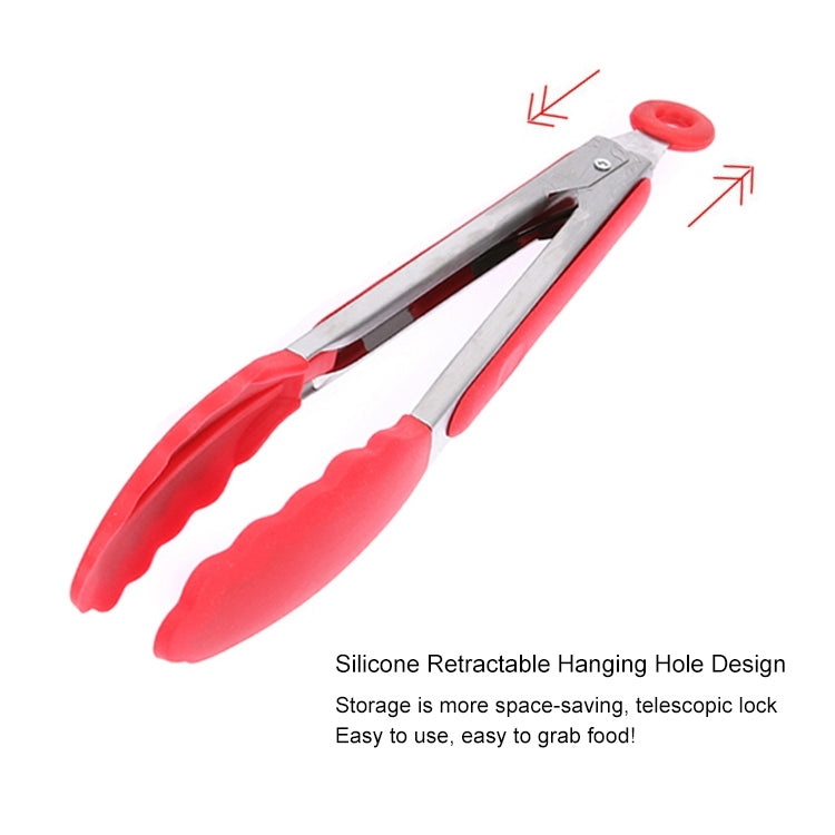 9 inch Silicone Non-slip Food Bread Barbecue BBQ Clip Tongs Kitchen Tools, 9 inch Black, 9 inch Red 9 inch Silicone Non-slip Food Bread Barbecue BBQ Clip Tongs Kitchen Tools, 9 inch Black, 9 inch Red