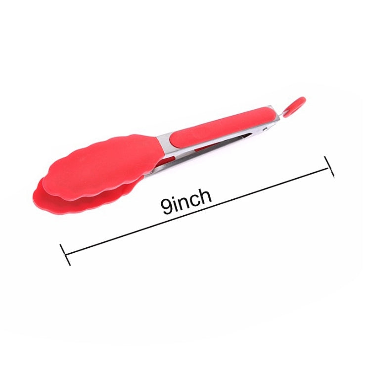 9 inch Silicone Non-slip Food Bread Barbecue BBQ Clip Tongs Kitchen Tools, 9 inch Black, 9 inch Red 9 inch Silicone Non-slip Food Bread Barbecue BBQ Clip Tongs Kitchen Tools, 9 inch Black, 9 inch Red