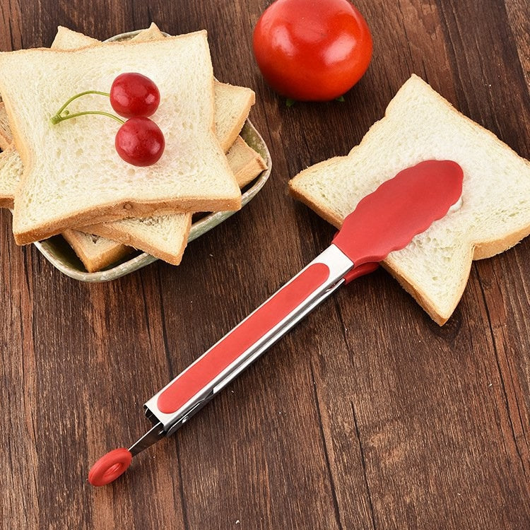 9 inch Silicone Non-slip Food Bread Barbecue BBQ Clip Tongs Kitchen Tools, 9 inch Black, 9 inch Red 9 inch Silicone Non-slip Food Bread Barbecue BBQ Clip Tongs Kitchen Tools, 9 inch Black, 9 inch Red