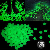 100 PCS Glow in The Dark Garden Pebbles for Walkways & Decoration and Plants Luminous Stones