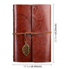 Creative Retro Autumn Leaves Pattern Loose-leaf Travel Diary Notebook, Size: L