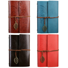 Creative Retro Autumn Leaves Pattern Loose-leaf Travel Diary Notebook, Size: L