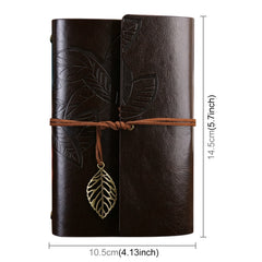 Creative Retro Autumn Leaves Pattern Loose-leaf Travel Diary Notebook, Size: S
