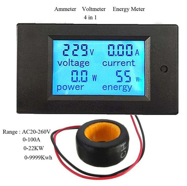 PZEM-061 4 in 1 DC Digital Display Meter Voltage Measuring Instrument, AC 80-260V, 100A PZEM-061 4 in 1 DC Digital Display Meter Voltage Measuring Instrument, AC 80-260V, 100A