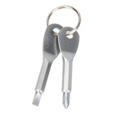 Outdoor Portable 2 in 1 Slotted + Cross Screwdriver Set Tool with Keyring