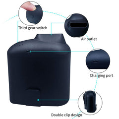 Portable Creative Hanging Waist USB Fan with Three Adjustable Wind Speed, Black, Grey