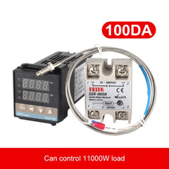 REX-C100 Thermostat + Thermocouple + SSR-100 DA Solid State Module Intelligent Temperature Control Kit, 100DA