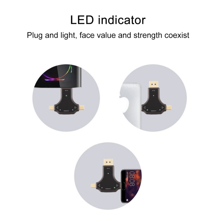 D63A DisplayPort + Mini DP + UCB-C / Type-C Male to HDMI Female 3 in 1 Adapter, D63A D63A DisplayPort + Mini DP + UCB-C / Type-C Male to HDMI Female 3 in 1 Adapter, D63A