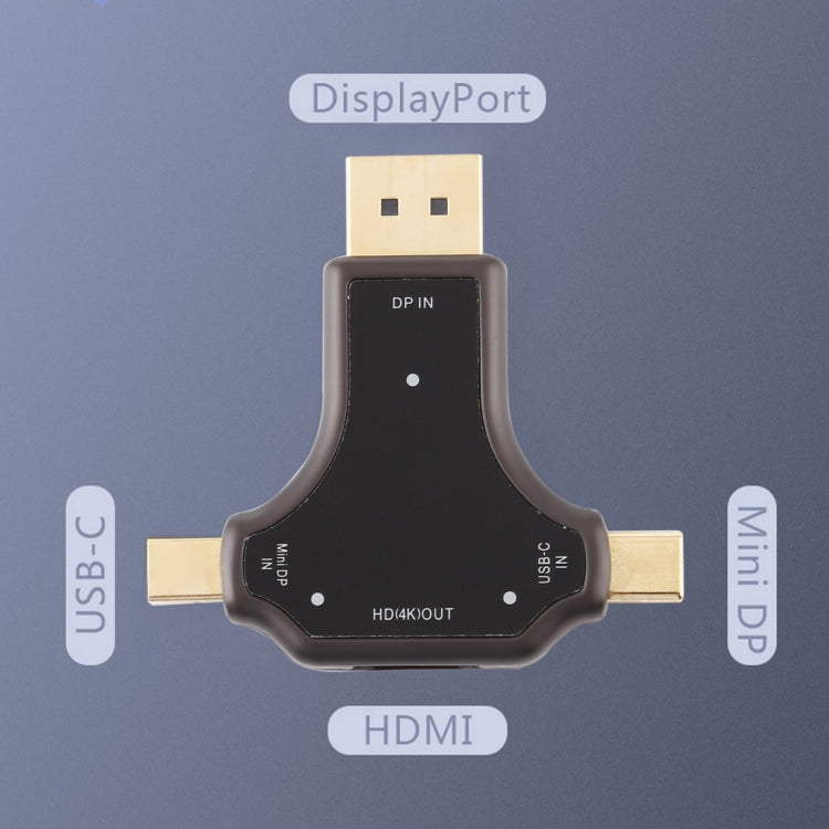 D63A DisplayPort + Mini DP + UCB-C / Type-C Male to HDMI Female 3 in 1 Adapter, D63A D63A DisplayPort + Mini DP + UCB-C / Type-C Male to HDMI Female 3 in 1 Adapter, D63A