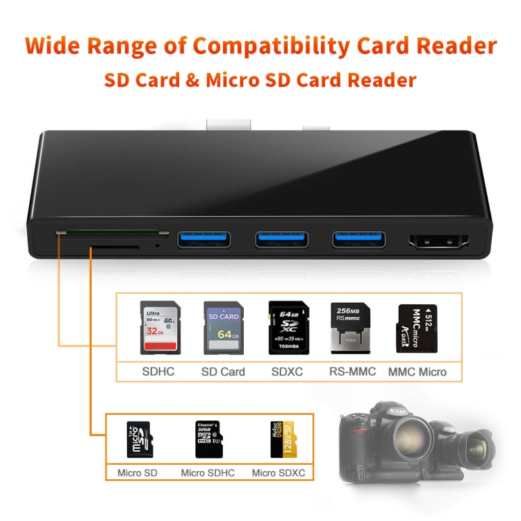 ROCKETEK SK-S5H 3 x USB 3.0 + HDMI + SD / TF Memory Card Reader HUB 4K HDMI Adapter, SK-S5H ROCKETEK SK-S5H 3 x USB 3.0 + HDMI + SD / TF Memory Card Reader HUB 4K HDMI Adapter, SK-S5H
