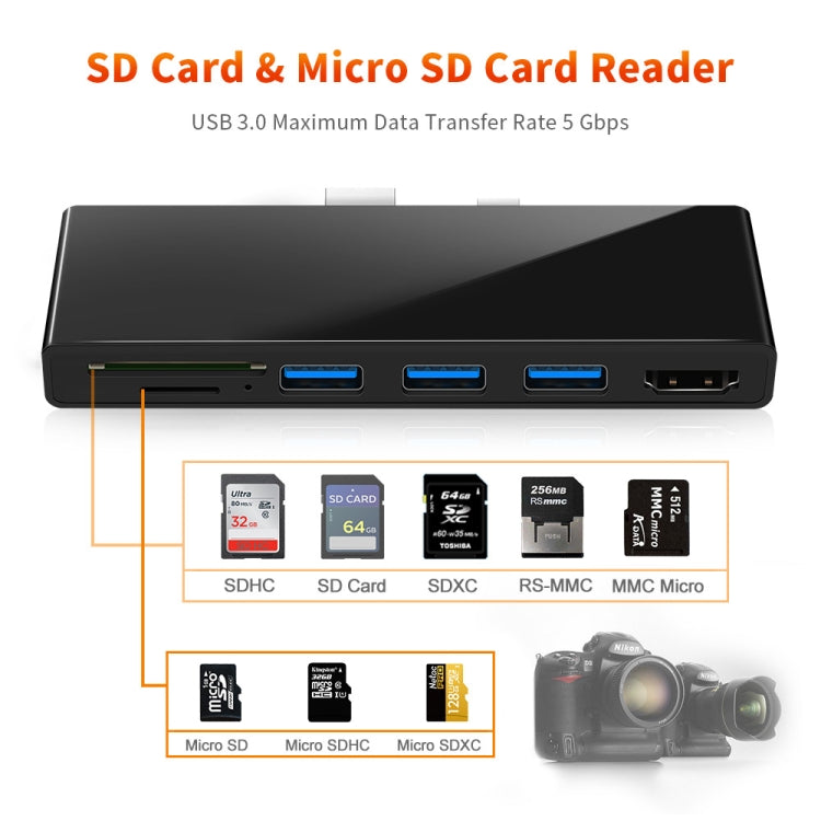 ROCKETEK SK-S5H 3 x USB 3.0 + HDMI + SD / TF Memory Card Reader HUB 4K HDMI Adapter, SK-S5H ROCKETEK SK-S5H 3 x USB 3.0 + HDMI + SD / TF Memory Card Reader HUB 4K HDMI Adapter, SK-S5H