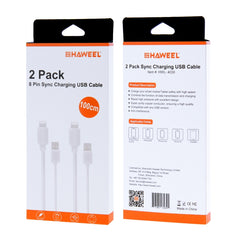 2 PCS HAWEEL 1m High Speed 8 pin to USB Sync and Charging Cable Kit for iPhone, iPad, 2pcs
