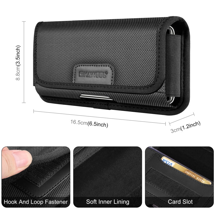 HAWEEL 4.7-6.1 inch Nylon Cloth Phone Belt Clip Horizontal Carrying Pouch with Card Slot HAWEEL 4.7-6.1 inch Nylon Cloth Phone Belt Clip Horizontal Carrying Pouch with Card Slot