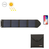 Cargador solar portátil HAWEEL de 14 W, 5 V, 2,4 A, plegable, para viajes al aire libre, recargable, con 4 paneles solares y puerto USB, tamaño: S, 14 W