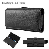 HAWEEL 6.1-6.8 inch Litchi Texture Genuine Leather Phone Belt Clip Horizontal Carrying Pouch, 6.1-6.8 inch