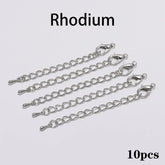 10pcs/lot 50 70mm Tone Extended Extension Tail Chain Lobster Clasps Connector For DIY Bracelet Necklace Jewelry Making Findings