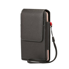 Para teléfonos de 6,7 pulgadas o menos, funda de cuero PU con textura de lichi, multifuncional, universal, con tapa vertical, doble enrejado, riñonera con ranura para tarjetas, clip para cinturón y cordón, para teléfonos de 6,7 pulgadas o menos