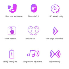 DT-14 Kabelloses Zwei-Ohr-Bluetooth-Headset Unterstützt Touch- und intelligentes magnetisches Laden sowie automatisches Koppeln beim Einschalten