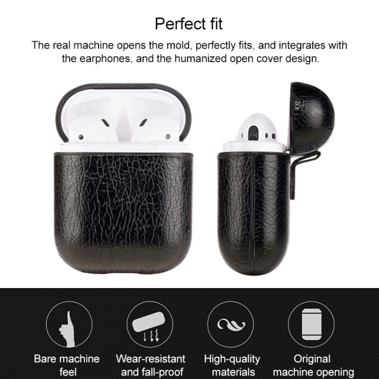 Drahtlose Kopfhörer Litchi Texture Stoßfeste Silikon-Schutzhülle für Apple AirPods 1 / 2 Drahtlose Kopfhörer Litchi Texture Stoßfeste Silikon-Schutzhülle für Apple AirPods 1 / 2
