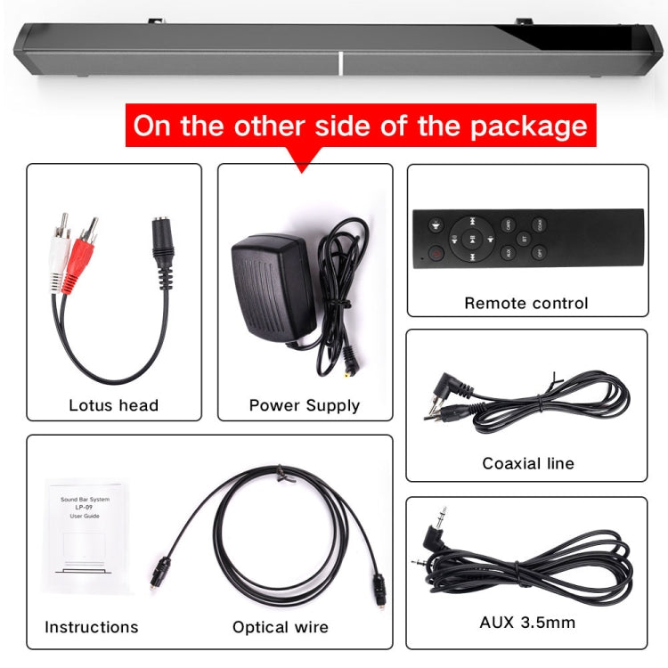 Barra de sonido inalámbrica Bluetooth para cine en casa LP-09 (CE0148) con control remoto, CE0148, color negro Barra de sonido inalámbrica Bluetooth para cine en casa LP-09 (CE0148) con control remoto, CE0148, color negro