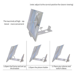 Amplificador de pantalla de teléfono móvil universal F3 de 14 pulgadas con protección contra la radiación, amplificador de video 3D HD con soporte, 14 pulgadas negro, 14 pulgadas blanco