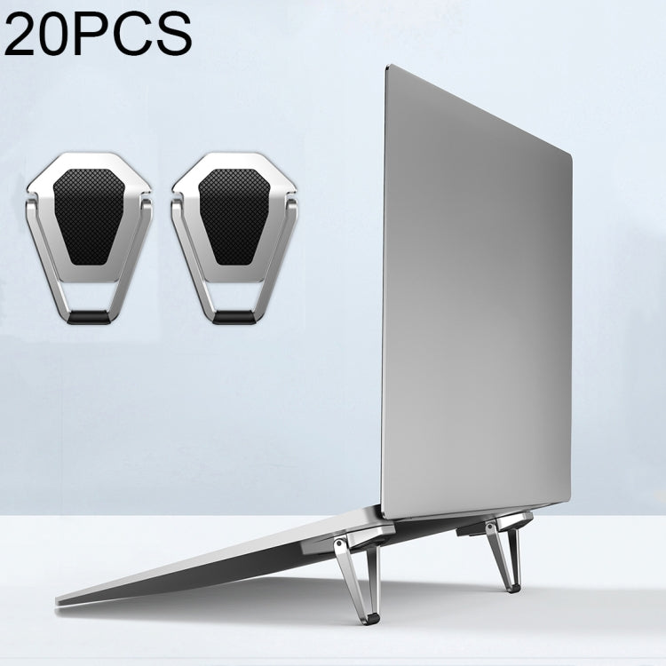 20 piezas R-JUST BJ01 Soporte plegable universal con forma de escudo adhesivo para computadora portátil, 20 piezas BJ01