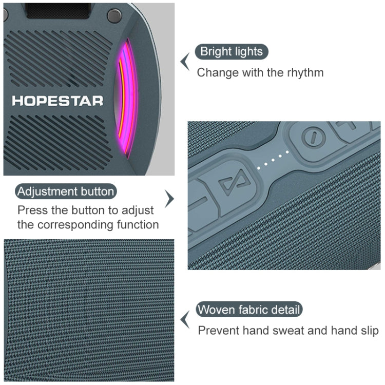 HOPESTAR H24 Pro TWS Portable Outdoor Waterproof Woven Textured Bluetooth Speaker with Rhythm Light, Support Hands-free Call & U Disk & TF Card & 3.5mm AUX & FM, H24 Pro Black, H24 Pro Grey, H24 Pro Blue, H24 Pro Red HOPESTAR H24 Pro TWS Portable Outdoor Waterproof Woven Textured Bluetooth Speaker with Rhythm Light, Support Hands-free Call & U Disk & TF Card & 3.5mm AUX & FM, H24 Pro Black, H24 Pro Grey, H24 Pro Blue, H24 Pro Red
