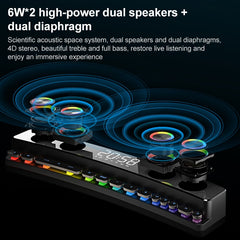 SOAIY SH39 Colorful Spectrum Lighting Effect + Mechanical Buttons + Clock Alarm + Battery Desktop Home Gaming Bluetooth Speaker